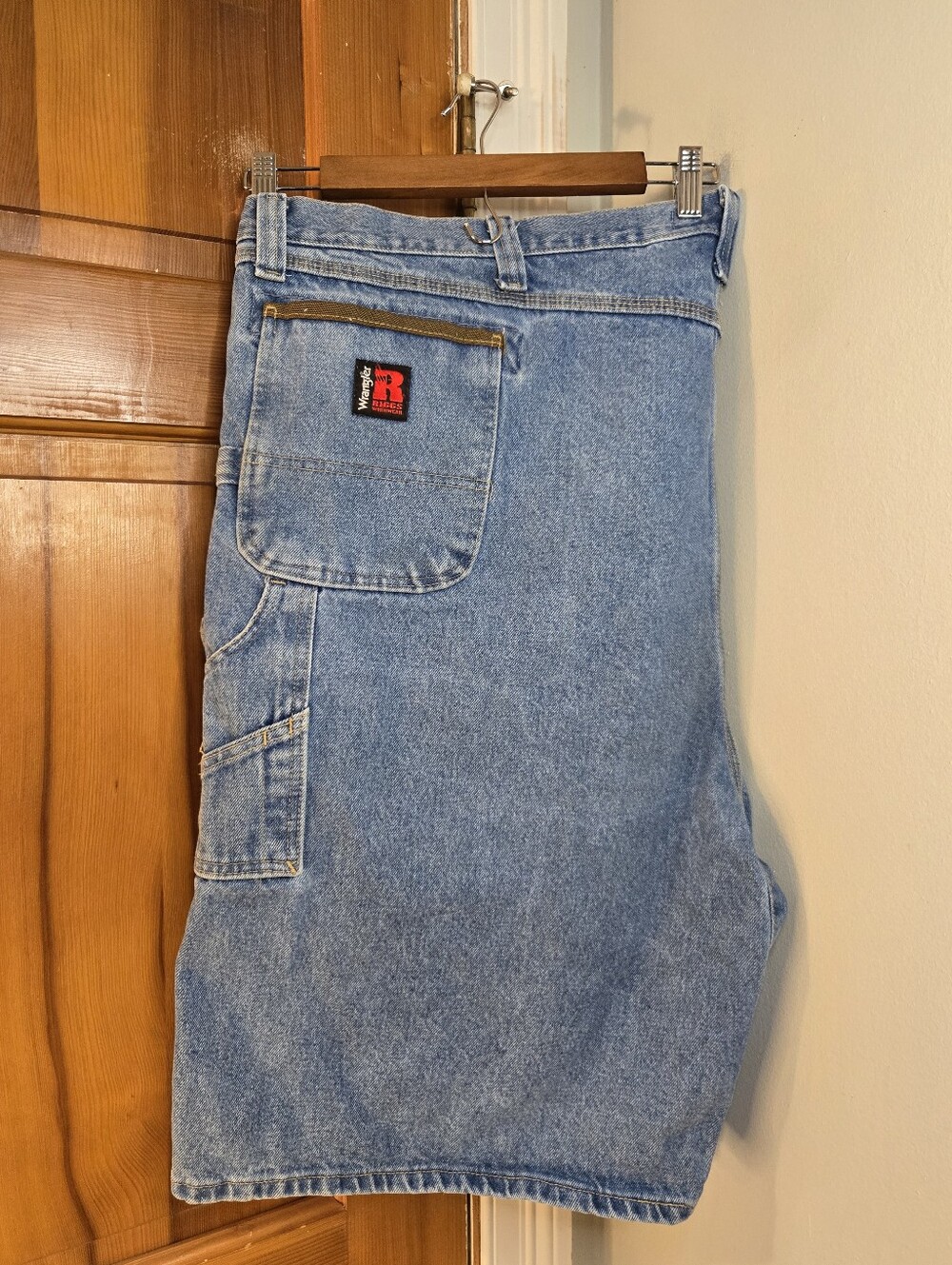 Wrangler Riggs Workwear Light Blue Relaxed Denim Carpenter Jean Shorts Sz 54